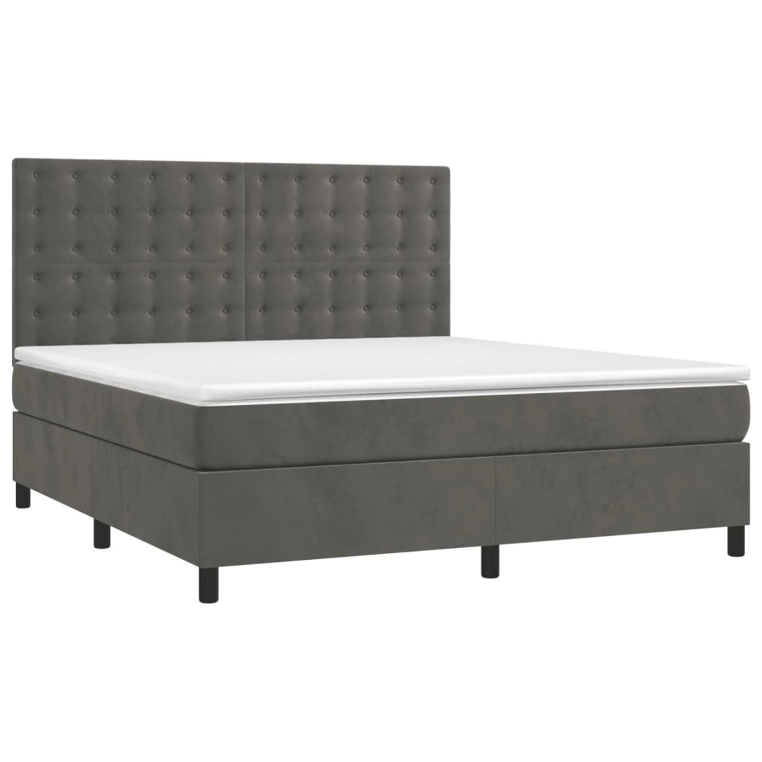 vidaXL Boxspringbett mit Matratze & LED Dunkelgrau 180x200 cm Samt 3136378 günstig online kaufen