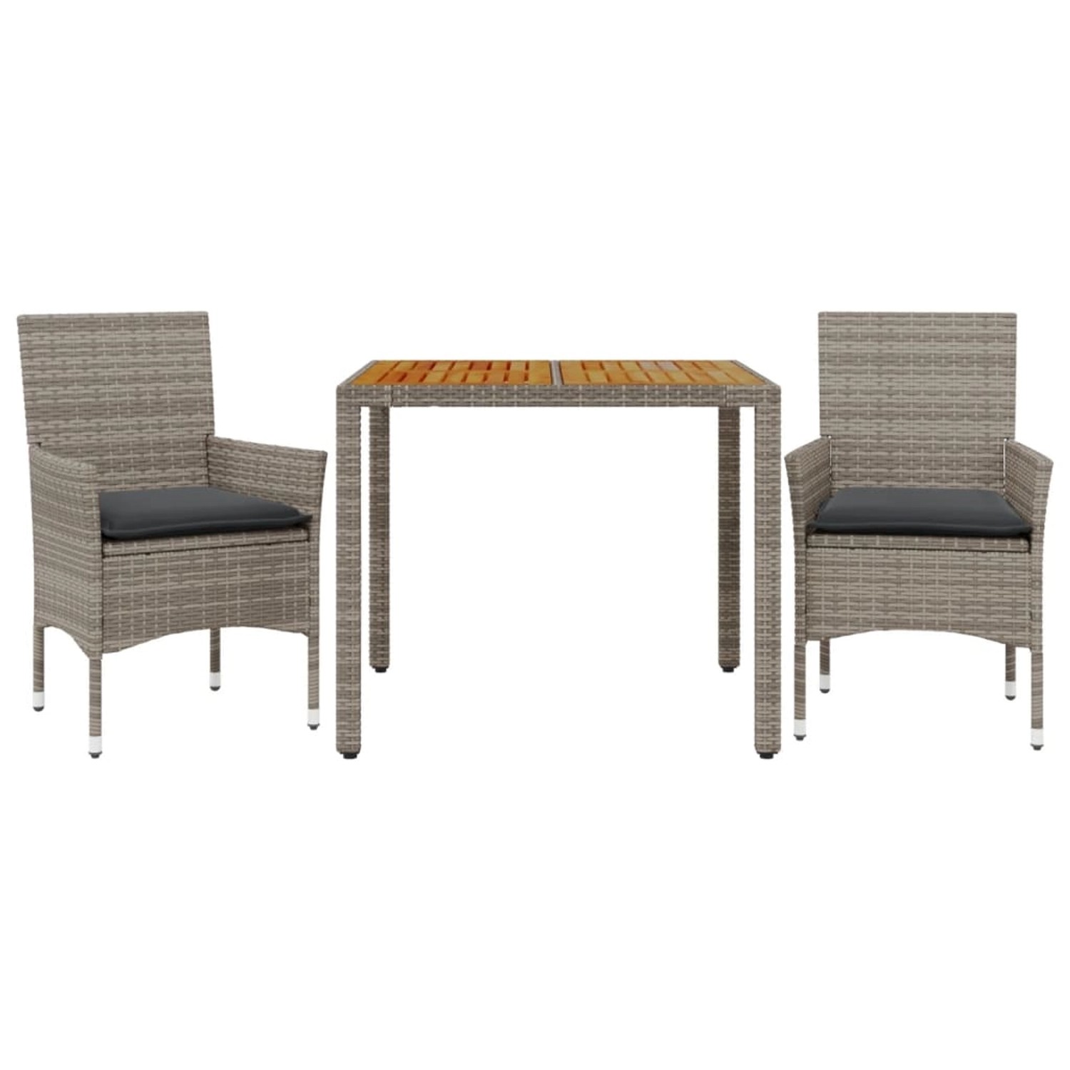 vidaXL 3-Tlg Garten-Essgruppe mit Kissen Grau Poly Rattan Akazie 3278675 günstig online kaufen