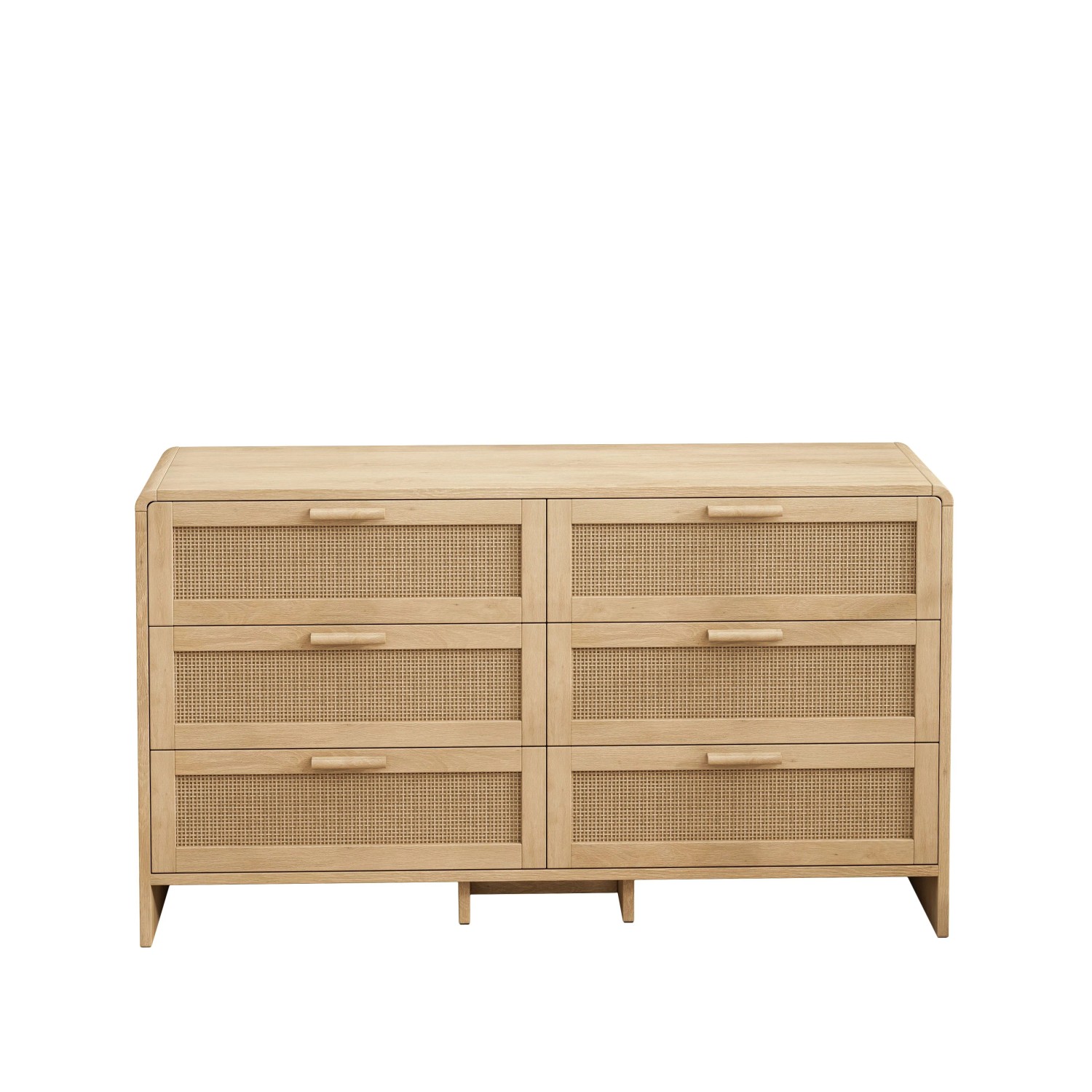 okwish Sideboard mit 6 Schubladen Eckdesign Wohnzimmer 130x40x74cm Natur
