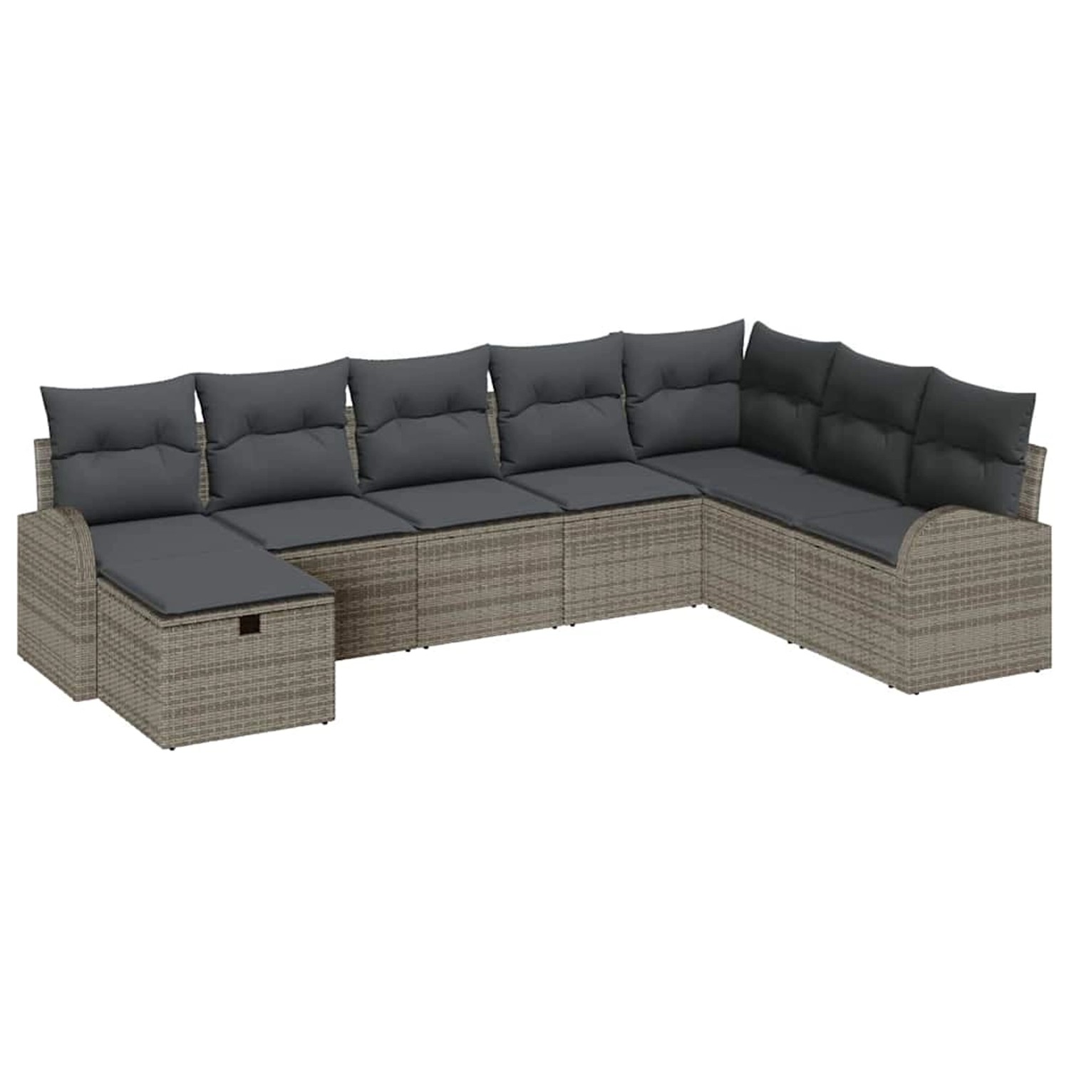 vidaXL Garten-Sofa-Set mit Kissen mit Speicher 8-Tlg Grau Poly Rattan 33604 günstig online kaufen