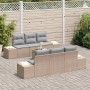 vidaXL Garten-Sofa-Set, 7-teilig, beige Poly Rattan. Modulares Lounge Set für Garten oder Terrasse.