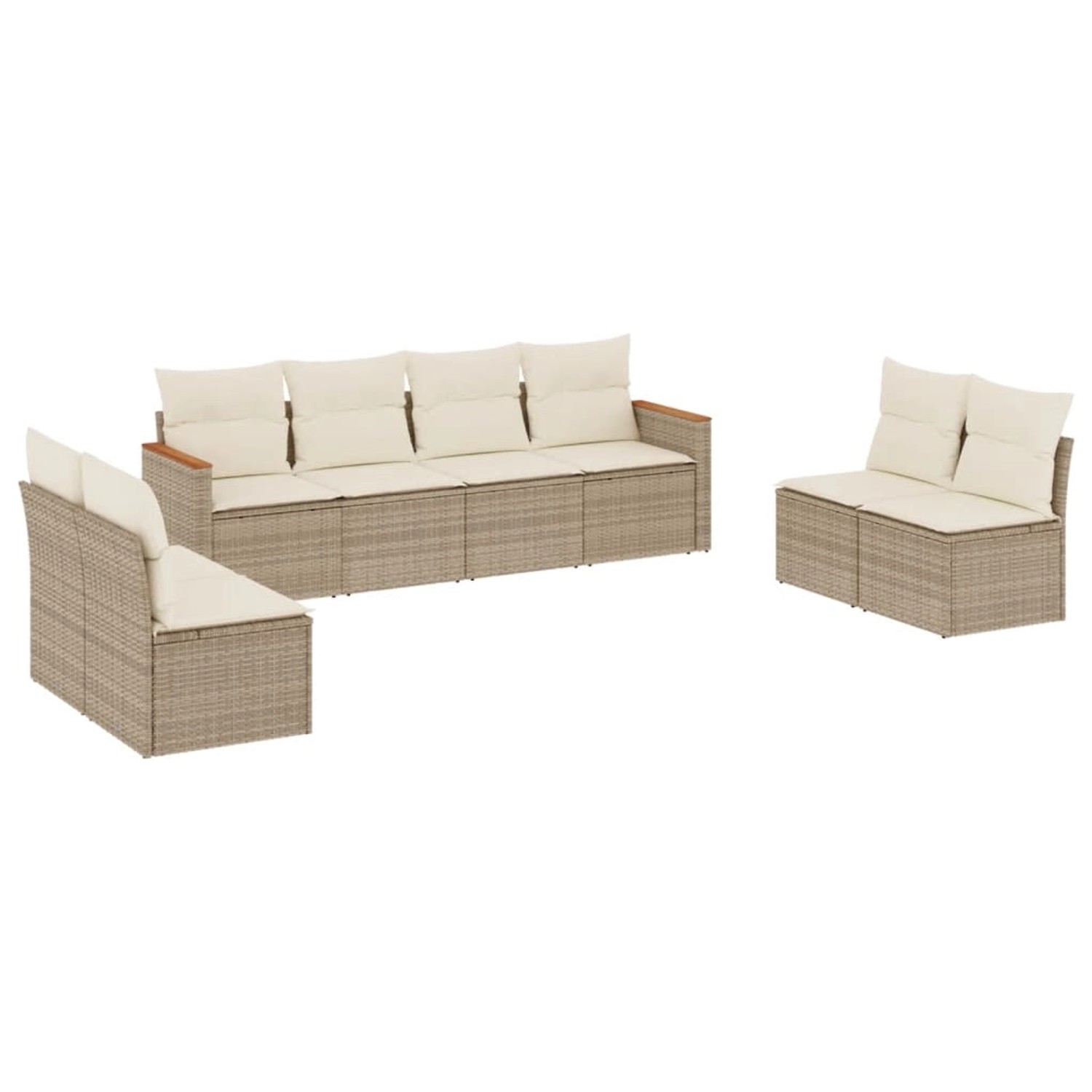vidaXL 8-Tlg Garten-Sofagarnitur mit Kissen Beige Poly Rattan 3225890 günstig online kaufen