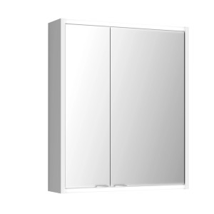 Jokey Spiegelschrank Batu, 60 cm, weiß, mit zwei Spiegeltüren und schmalen Griffen.