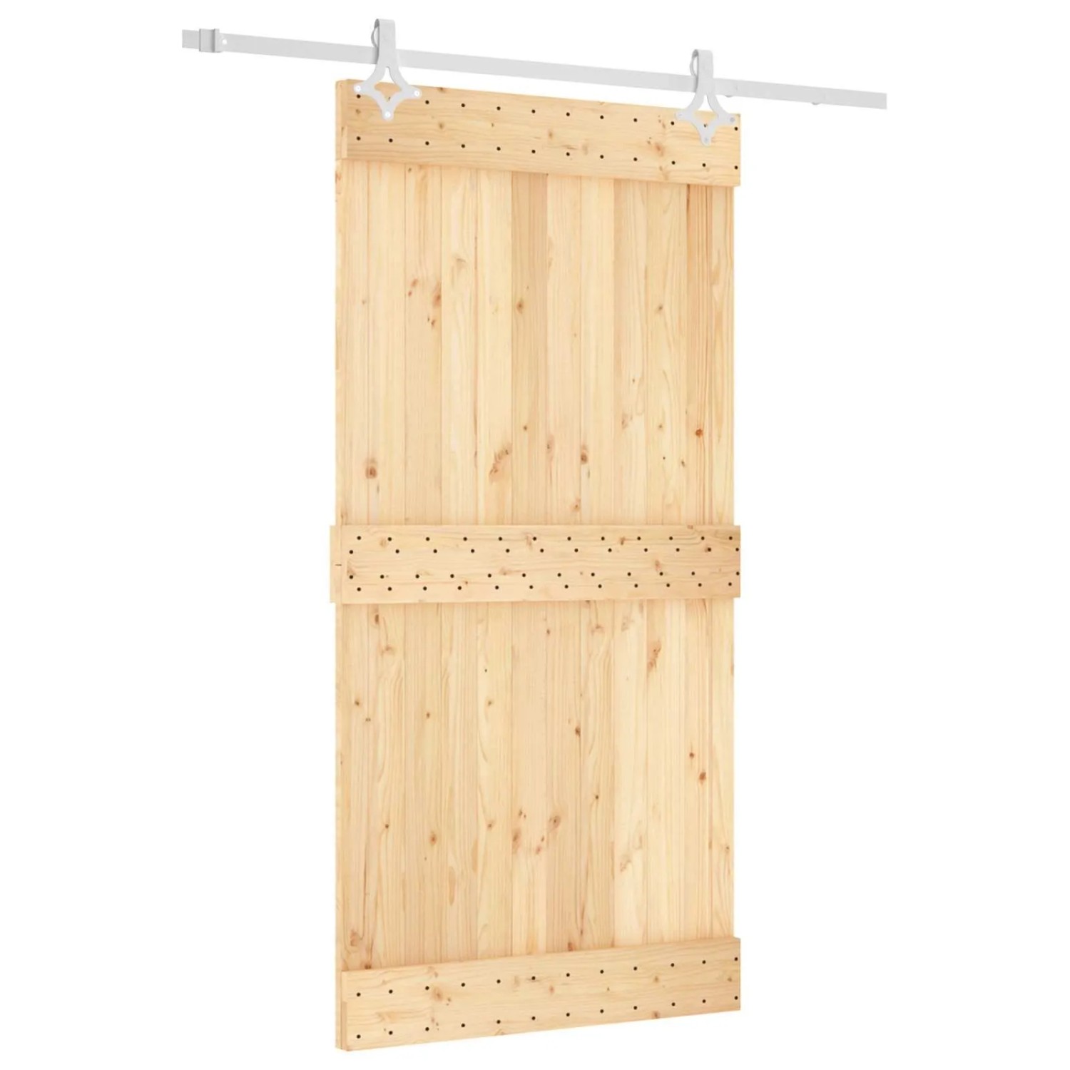 vidaXL Schiebetür Natur und Weiß 100 x 210 cm Massivkiefer 3445106