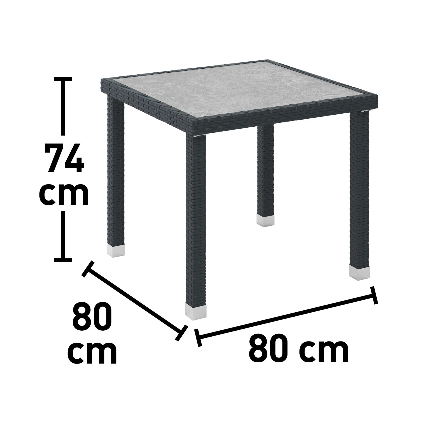 Gartentisch quadratisch Marnoo Schwarz 80 x 80 cm kaufen bei OBI