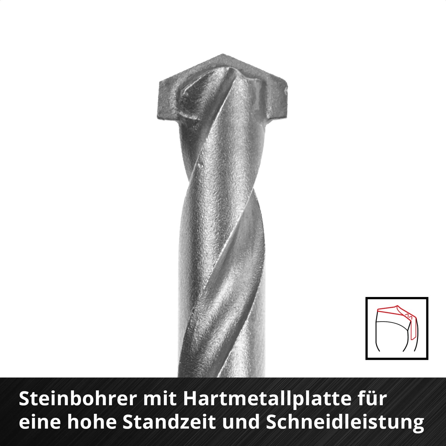 Steinbohrer aus dem Einhell Bit- und Bohrer-Set mit Hartmetallspitze, Nahaufnahme.