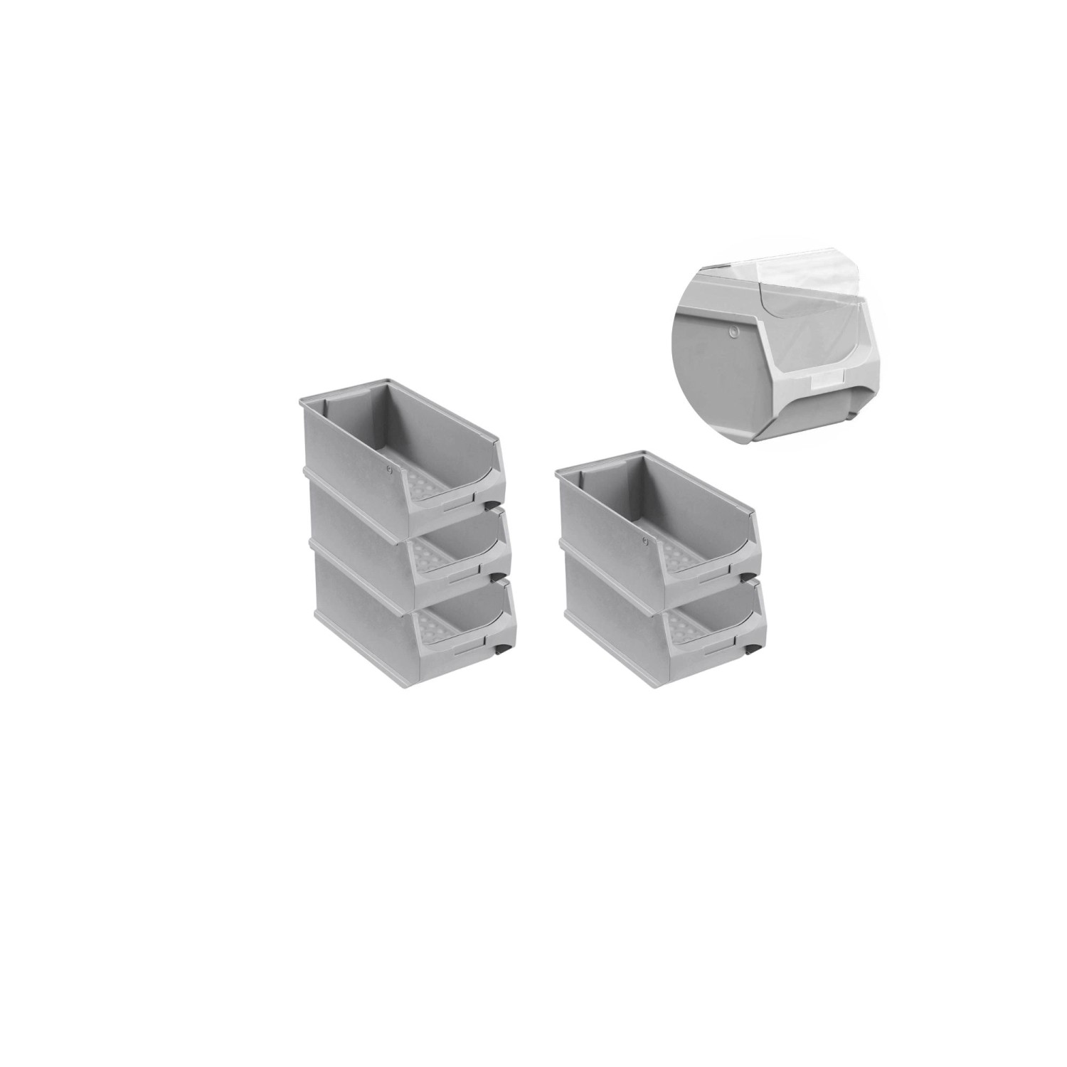 SparSet 5 x Graue Sichtlagerbox 4.0 Mit Abdeckung HxBxT 15 x 20 x 35 cm 7,2 Liter Sichtlagerbehälter Sichtlagerkasten