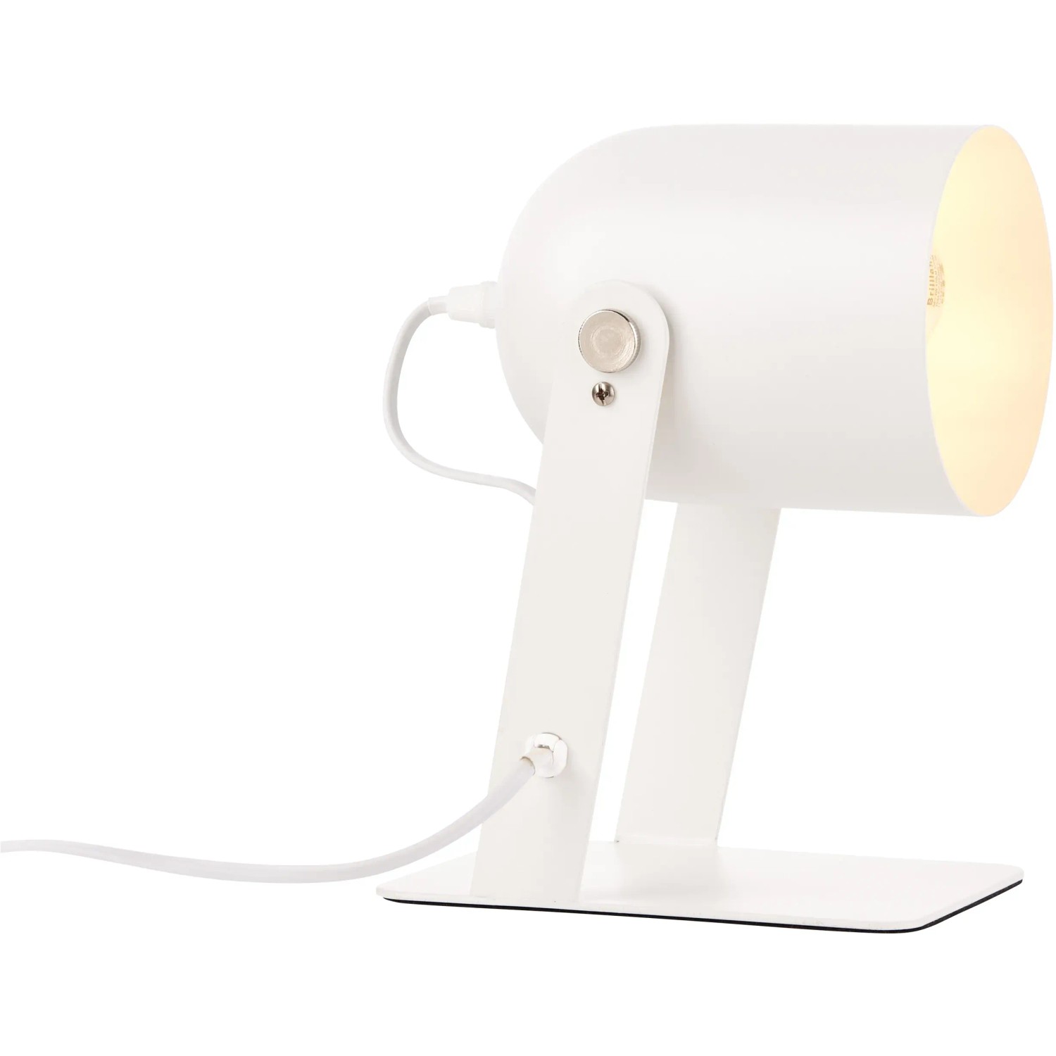 Weiße Brilliant Tischlampe Yan E27, 29 cm hoch, aus Metall für Design-Akzente.