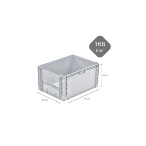 Graue PROREGAL Euro-Norm Großbehälter (2er-Set) mit Deckel, 168 Liter. Aufbewahrungsbox für Industrie und Gewerbe.