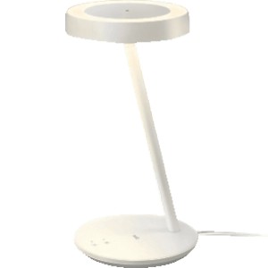 Weiße WiZ Schreibtischleuchte Portrait mit drehbarem Kopf für Fokus- und Videokonferenzlicht.