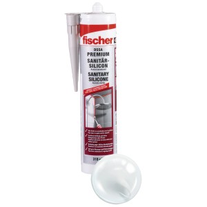 Fischer Sanitärsilicon DSSA Transparent, 310ml Kartusche für Bad und Küche.