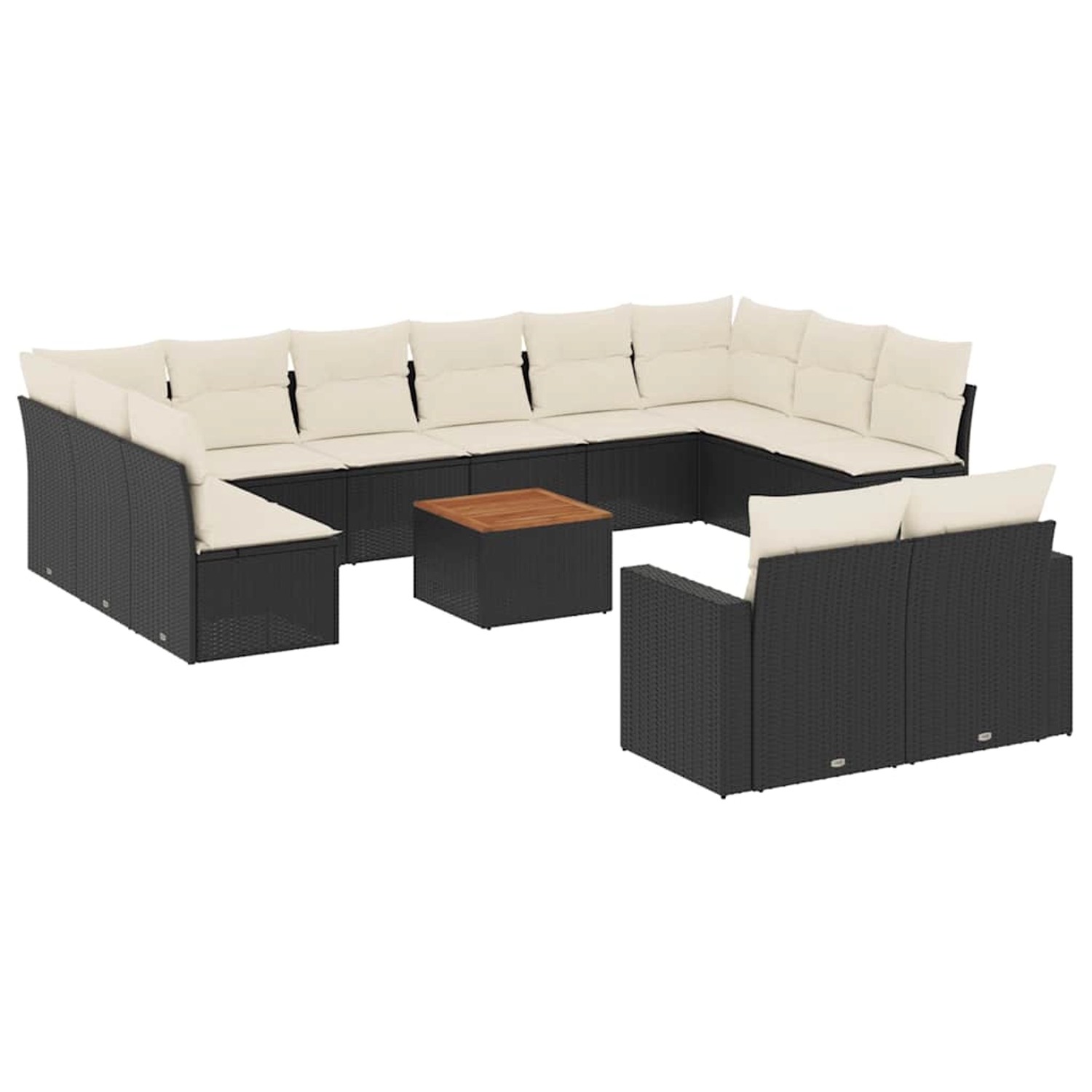 vidaXL 13-Tlg Garten-Sofagarnitur mit Kissen Schwarz Poly Rattan 3256686 günstig online kaufen
