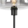 Detailaufnahme: QAZQA Art Deco Stehlampe Bizle, schwarz mit Rauchglas, Innenleuchte.