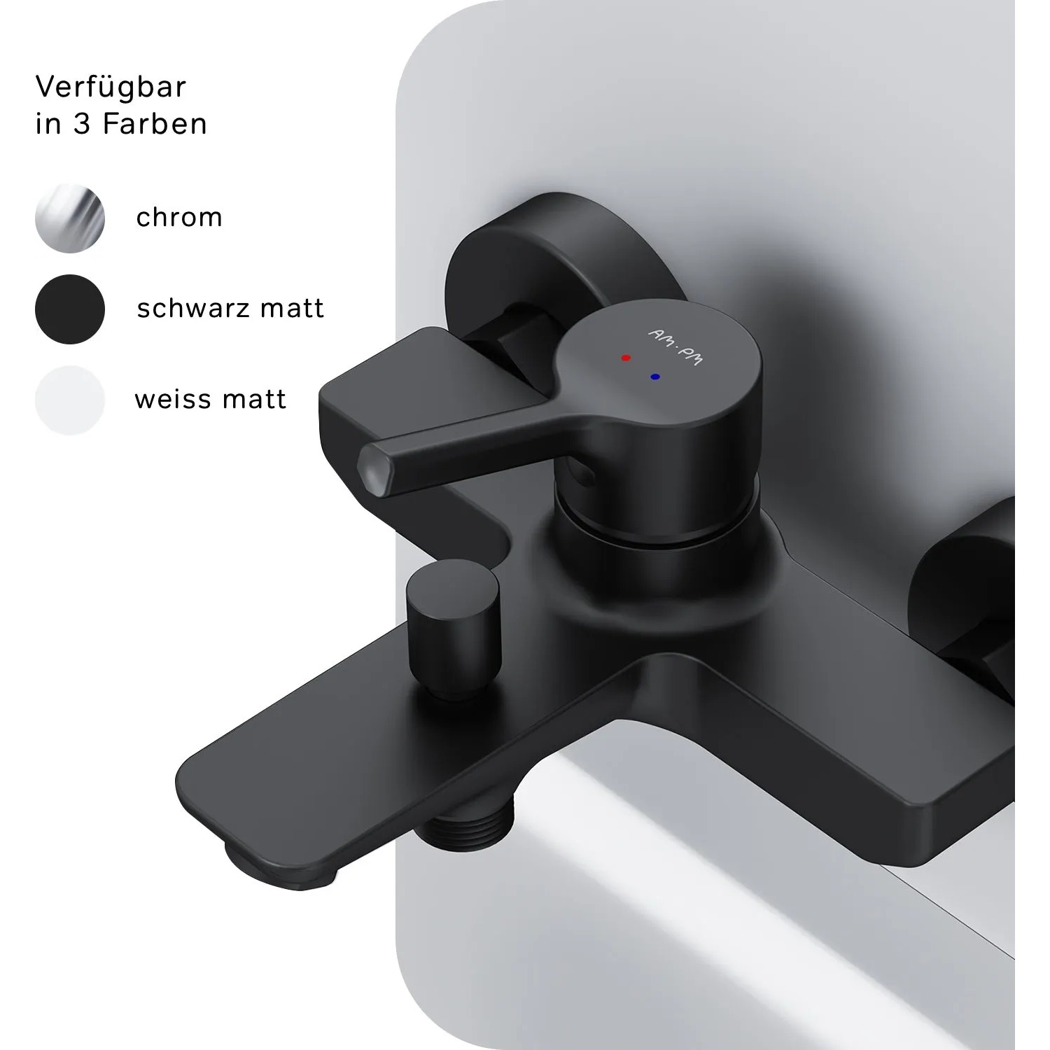 AM.PM Wannenarmatur X-Joy S, Aufputz, Schwarz. Wasserhahn für Bad und Dusche.