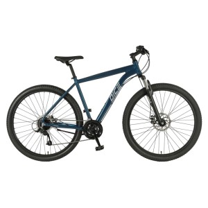 Aquamarinblaues Prophete Mountainbike Dice 100 MTB 29 Zoll mit Scheibenbremsen und Federgabel.