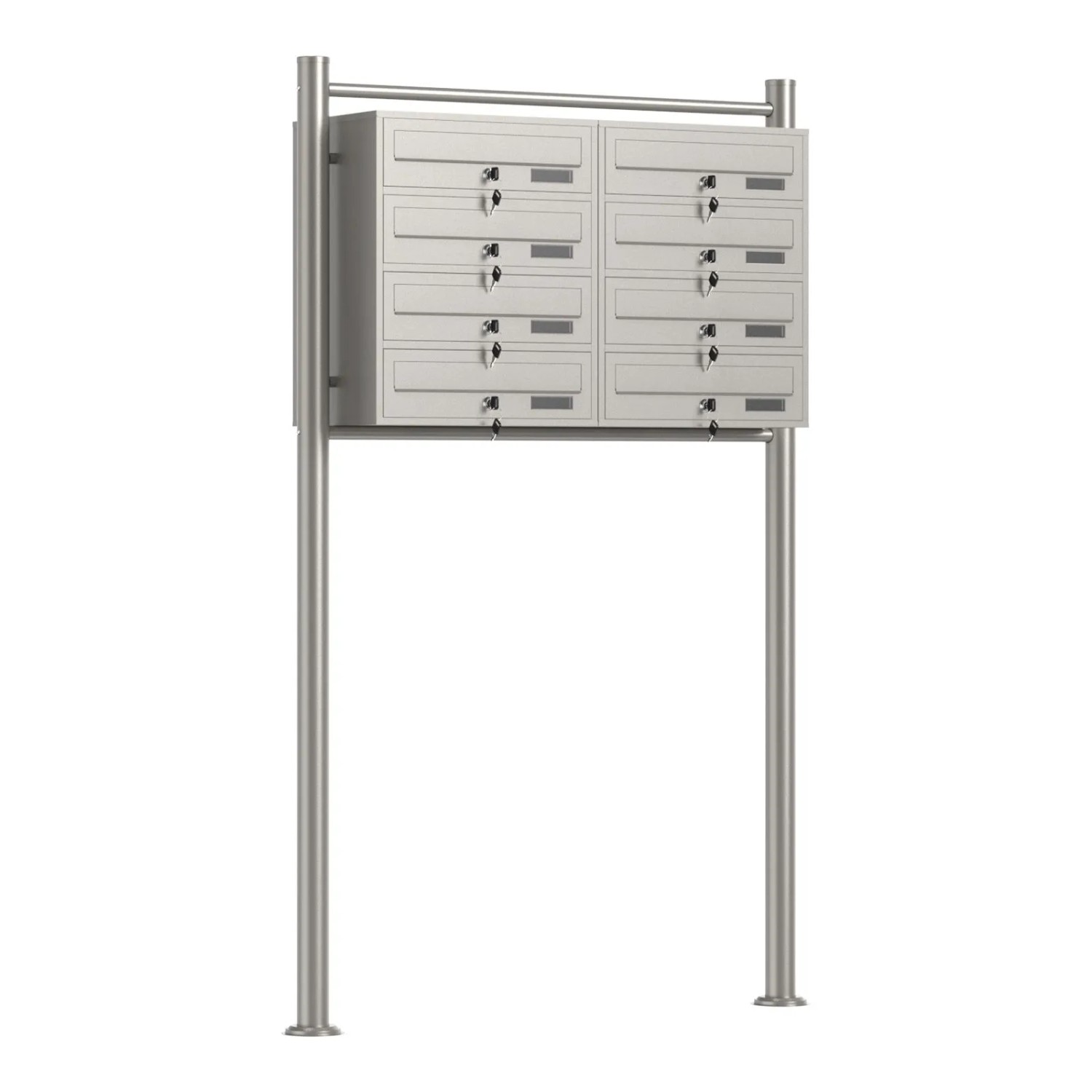 Wiltec 8Er Briefkastenanlage Edelstahl 2X4 Fächer Standbriefkasten Briefkasten