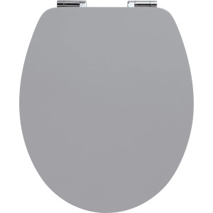 Grauer baliv WC-Sitz Tonda mit Absenkautomatik und MDF-Holzkern, Ansicht von oben.