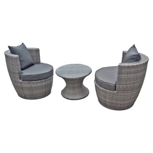 DELUKE Bistro-Set CARINA Kunststoffgeflecht Grau Kunststoff Balkonset Gartenmöbel-Set Club-Set Bistrotisch Outdoor Sitzgruppe