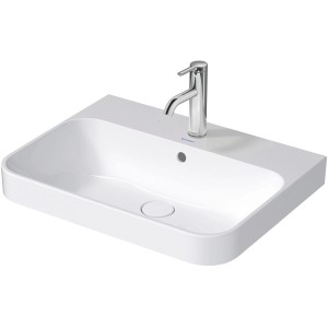 Modernes, weißes Duravit Aufsatzbecken Happy D.2 Plus mit Armatur. Elegantes Design für Ihr Badezimmer.