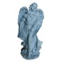 Grauer Polyresin Grabengel mit ausgebreiteten Flügeln und Ähren. Wetterfeste Dekostatue für Friedhof oder Garten.