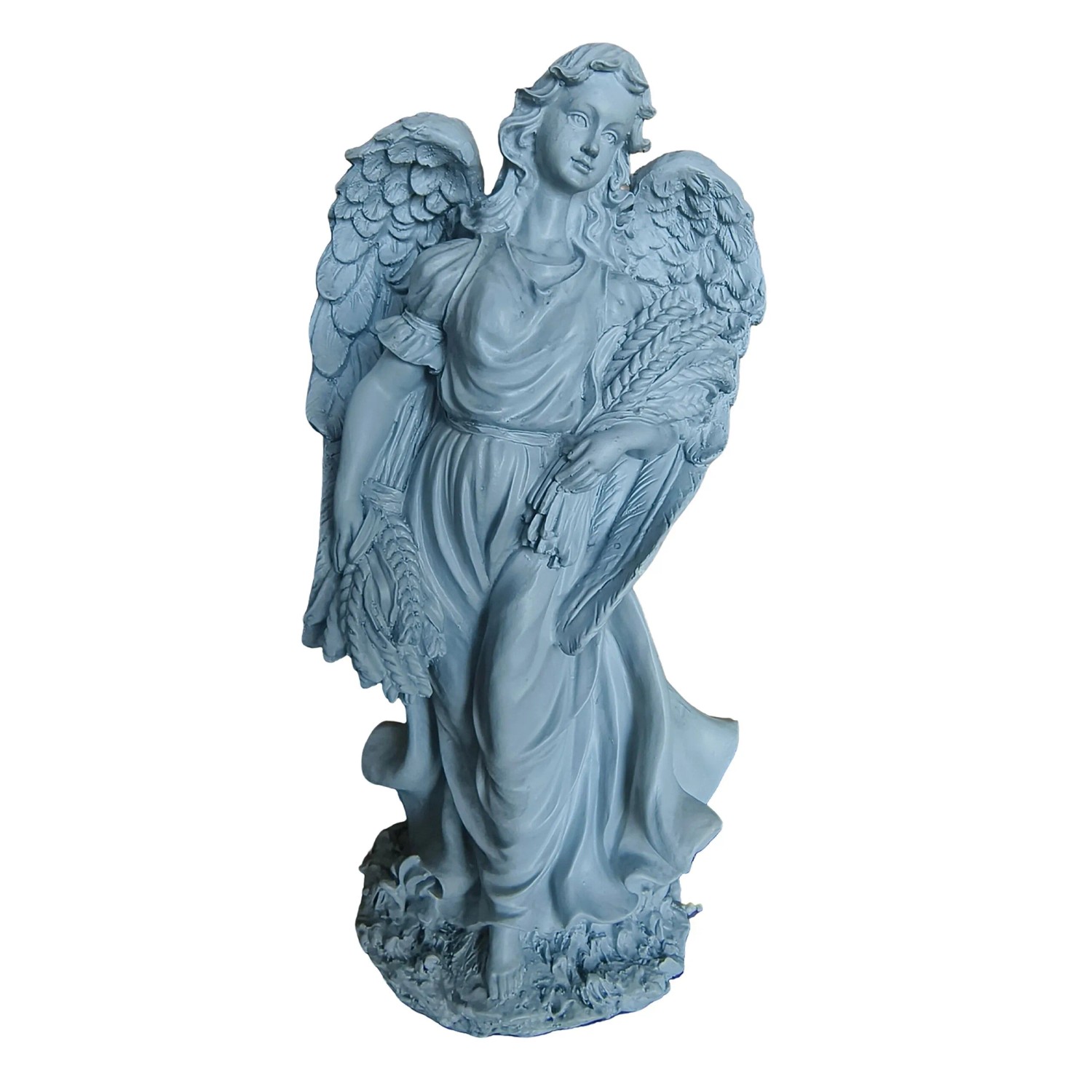 Relaxdays Grabengel Polyresin Grau Wetterfest Frostfest 46,5 cm x 23 cm x 14 cm