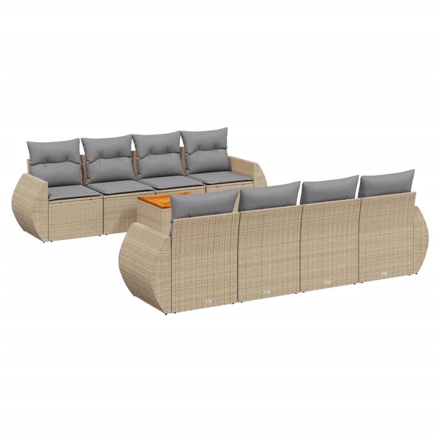 vidaXL 9-Tlg Garten-Sofagarnitur mit Kissen Beige Poly Rattan 3224925 günstig online kaufen
