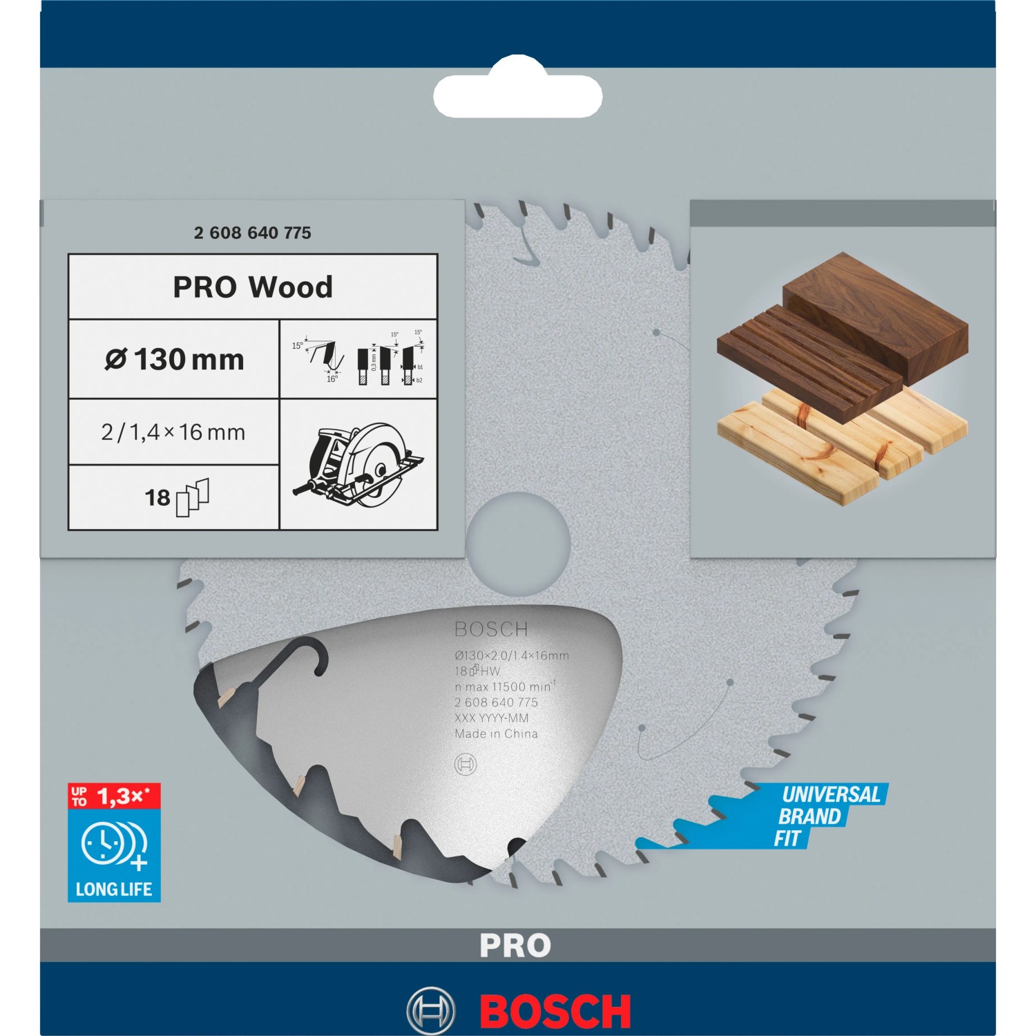 Bosch Kreissägeblatt Speedline Wood, 130mm Durchmesser, für präzise Holzschnitte.