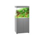 Graue Juwel LED Aquarium Kombination Lido 200 mit Unterschrank, bepflanzt und mit Fischen.