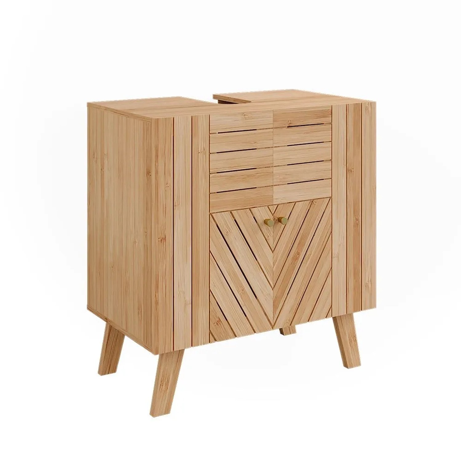 Vicco Waschbeckenunterschrank Lucie Bambus 60 x 65 mit 2 Türen