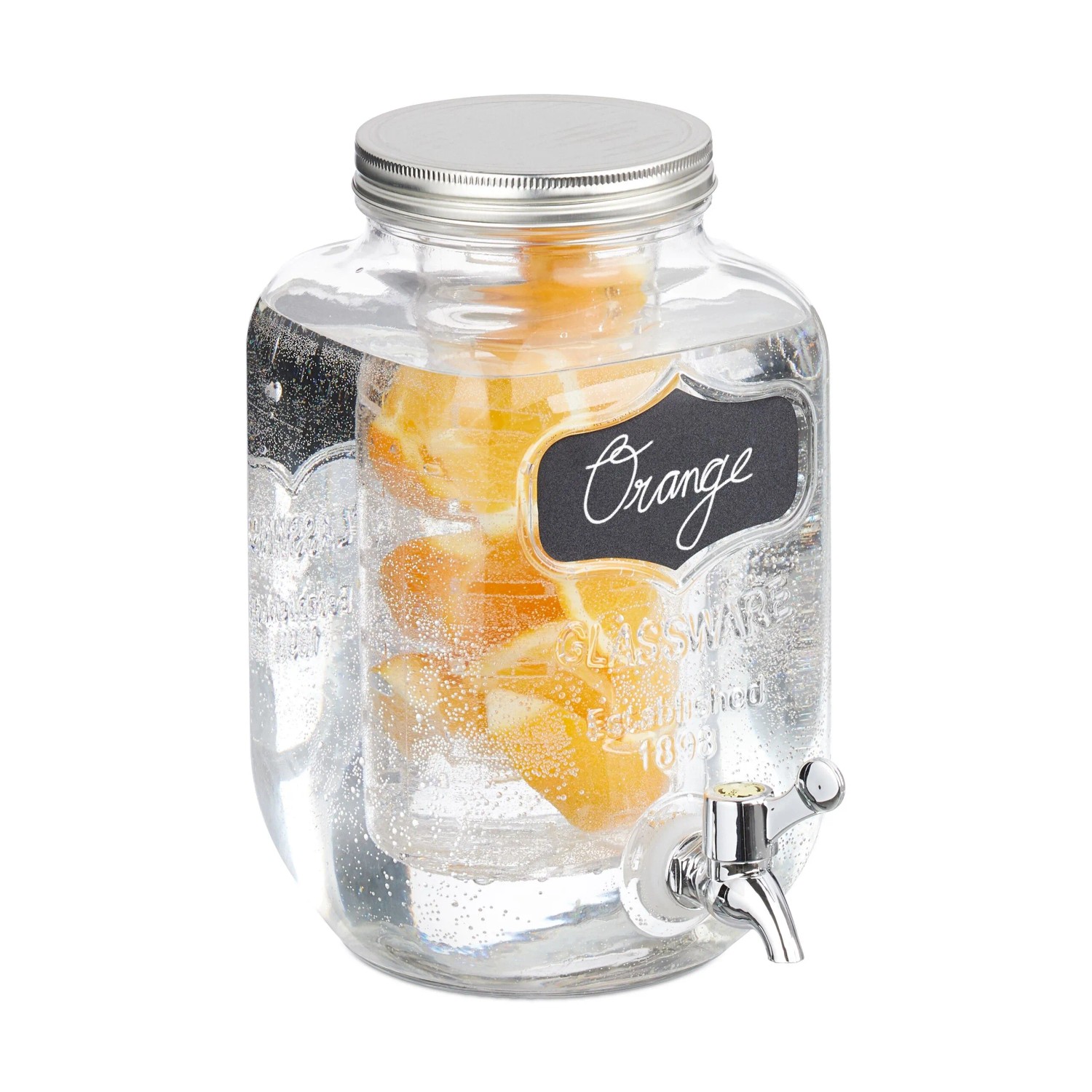 Relaxdays Getränkespender Glas Transparent Mit Fruchteinsatz 4 L 1,3 kg