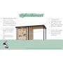 Karibu Gartenhaus Set Domingo B, terragrau-anthrazit, mit Anbaudach. Holzhaus mit Doppeltür und Stahldach.