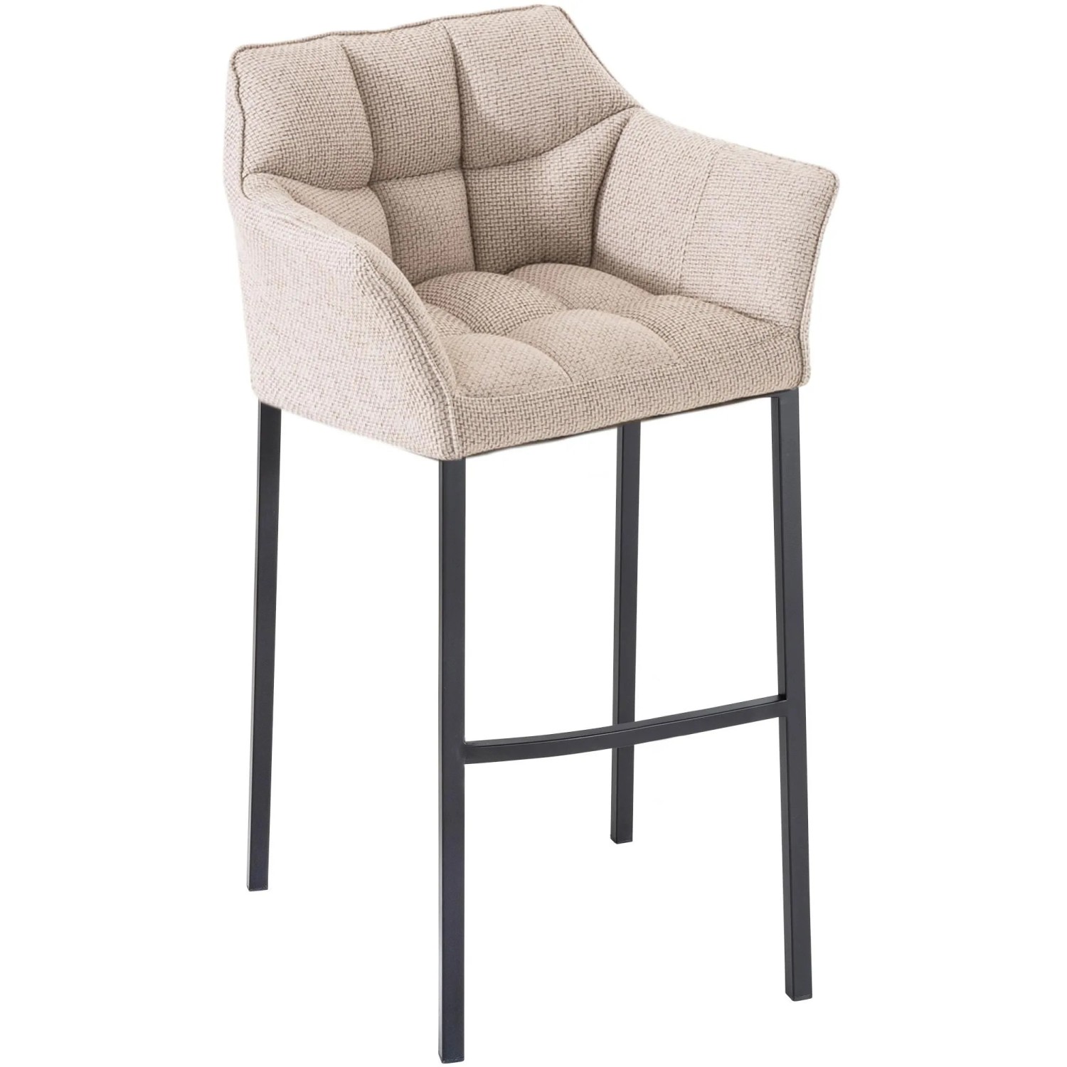 DELUKE Barhocker GIBEL Stoff Elfenbein 64x48x110cm Schwarz Barstuhl Mit Lehne Tresenhocker Tresenstuhl