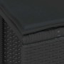 Detailansicht: Schwarzer Poly Rattan Hocker mit Kissen der vidaXL Garten Essgruppe.