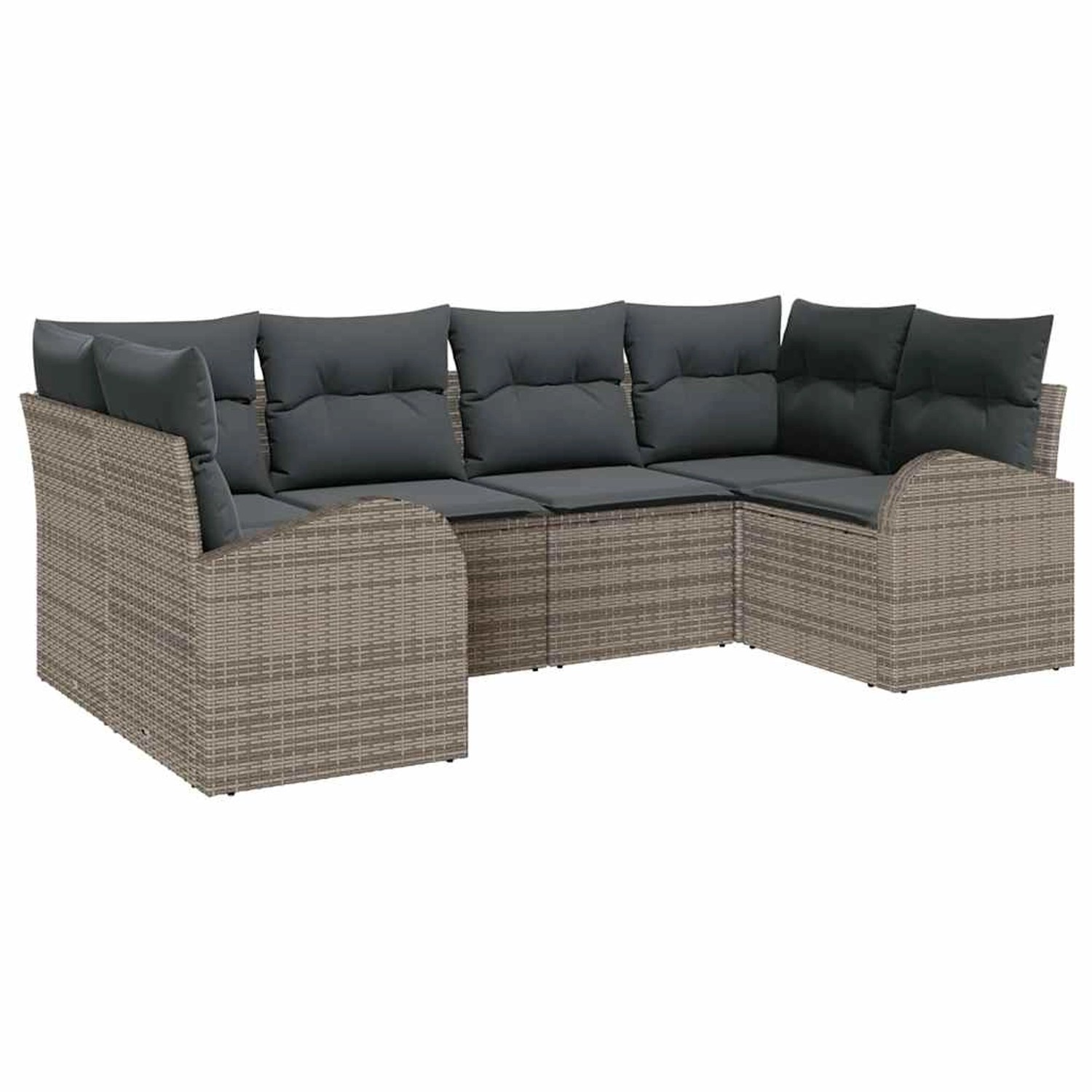 vidaXL Garten-Sofa-Set mit Kissen mit Speicher 6-Tlg Grau Poly Rattan 33548 günstig online kaufen