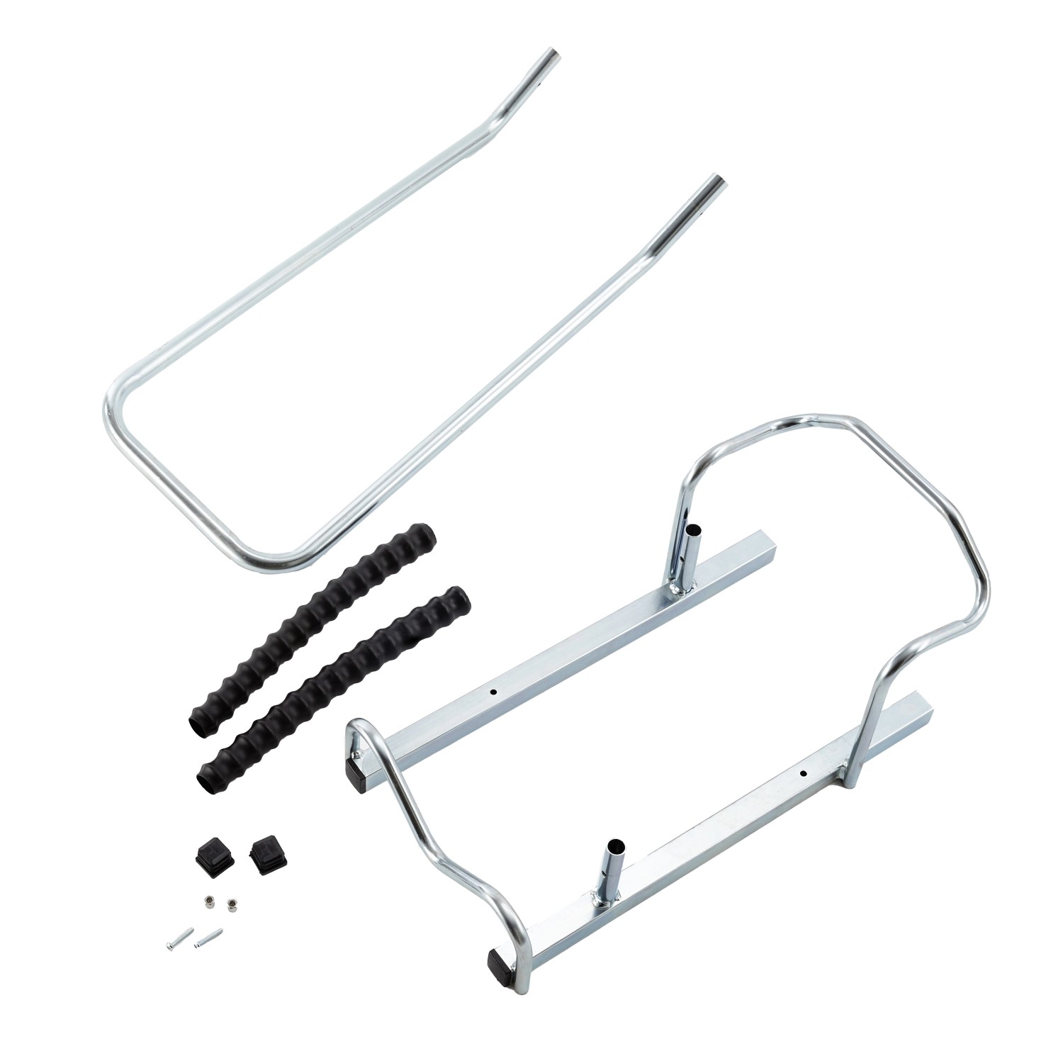 Mottez Fahrradständer Basismodell für 2 Fahrräder, silberfarben, inklusive Zubehör.