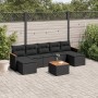 Schwarze 8-tlg. Garten-Sofagarnitur aus Polyrattan mit Kissen und Tisch für Terrasse & Garten.