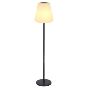 Schwarze, matte Globo Solarleuchte aus Metall, 150 cm hoch, für den Außenbereich.