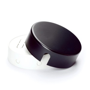 Schwarze Orion Lightstyle Verteilerdose aus Metall, Ø 70 mm, für Lampen und Leuchten.