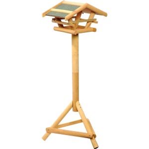 Dobar Vogelfutterhaus mit Ständer, Bitumendach, aus FSC®-Holz. Vogelhaus für den Garten.