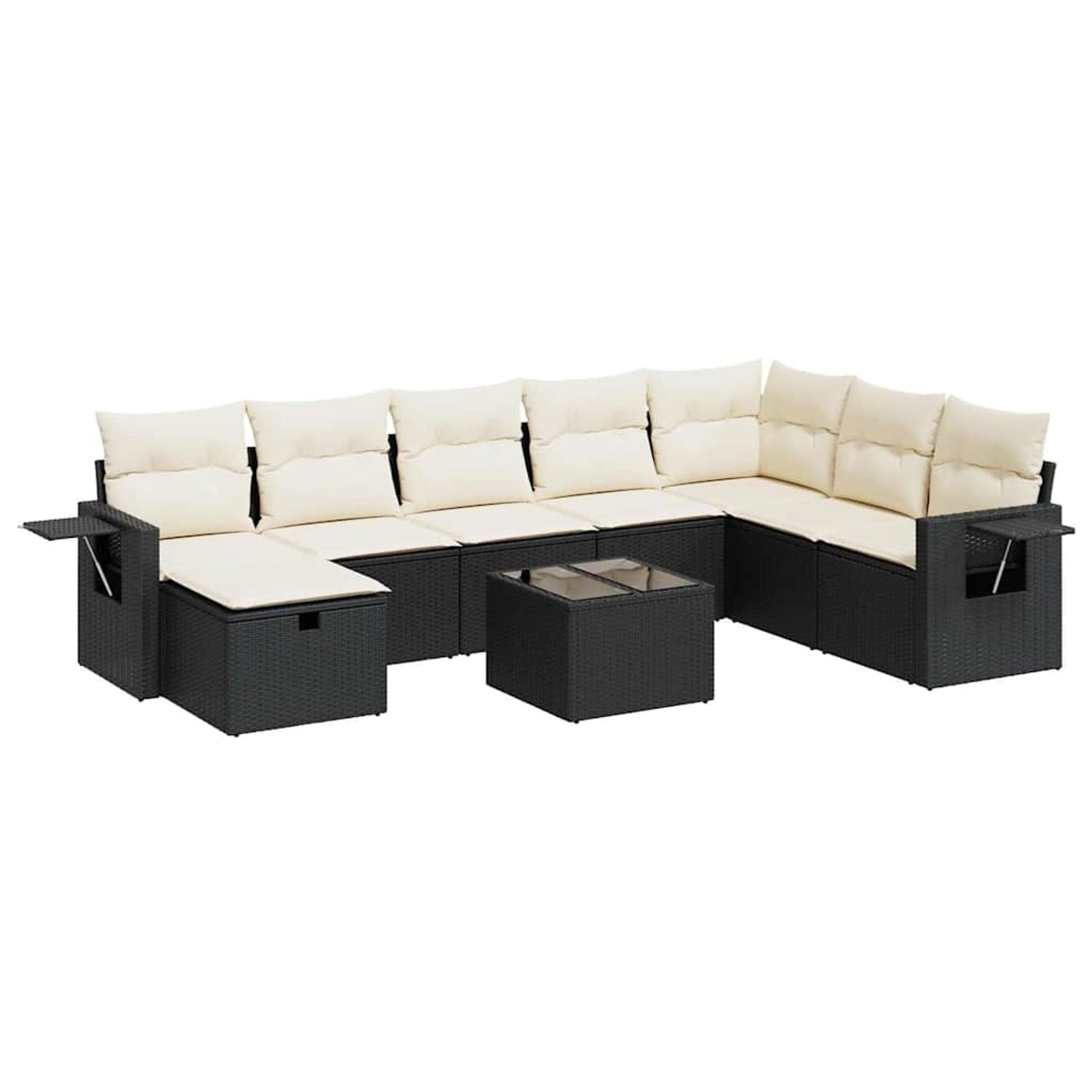 vidaXL 9-Tlg Garten-Sofagarnitur mit Kissen Schwarz Poly Rattan 3325542 günstig online kaufen