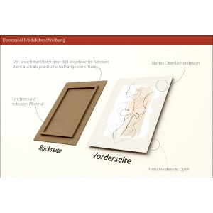 Pro Art Dekopanel mit abstrakter Frauenlinie, 40x30 cm, Vorder- und Rückseite dargestellt.