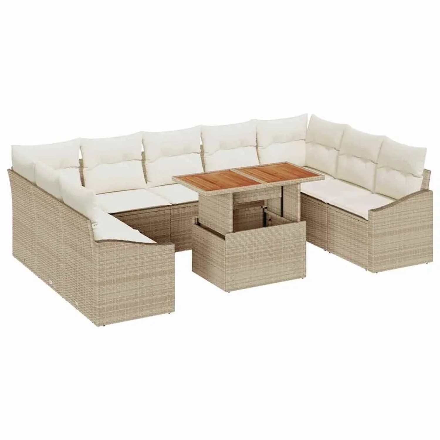 vidaXL Garten Essgruppe mit Kissen 10-Tlg Beige und Creme 3349882 günstig online kaufen