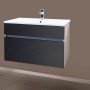Sanotechnik Waschbeckenunterschrank, weiß matt, 79,6 cm breit, mit zwei Schubladen und Softclose.