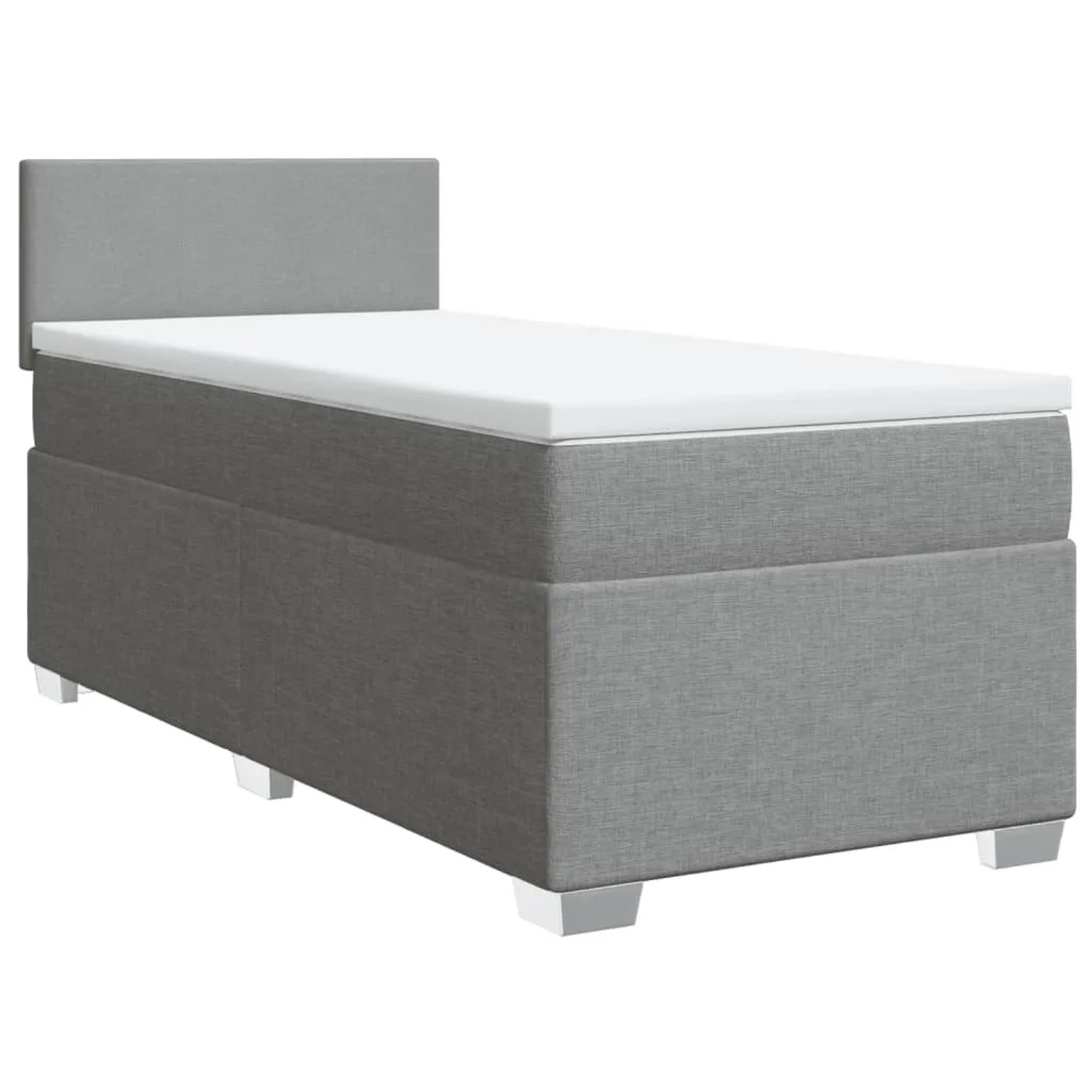 Hellgraues vidaXL Boxspringbett 90x190 cm mit Matratze und Kopfteil.
