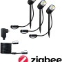 Paulmann Plug & Shine Pike Set: 3 RGBW LED Spots, Trafo und Kabel für smarte Außenbeleuchtung.