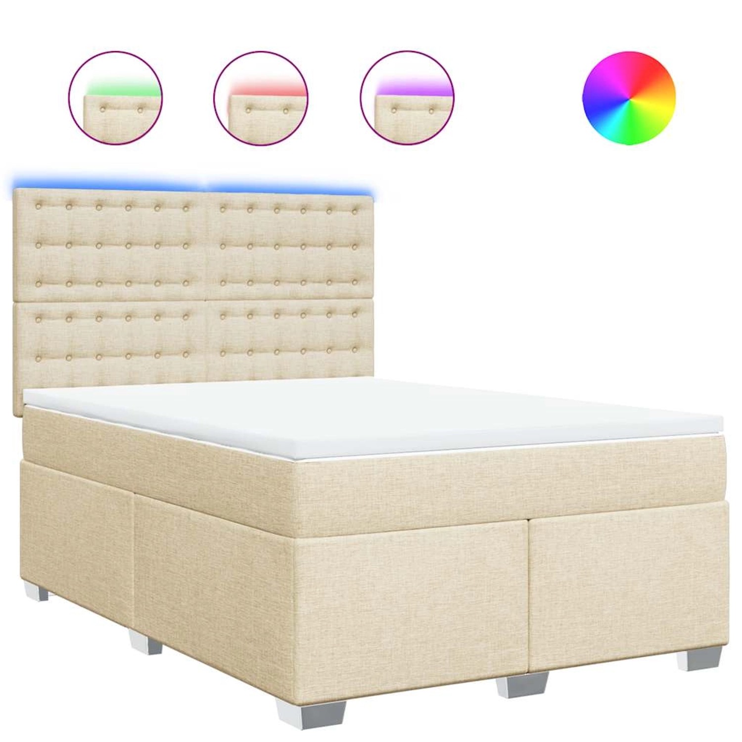 vidaXL Boxspringbett mit Matratze Creme 140x190 cm Stoff 3292802 günstig online kaufen