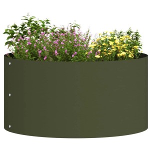 vidaXL Pflanzenring Olive Grün 40 x 40 x 20 cm Kaltgewalzter Stahl 873612