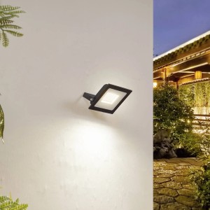 Moderne schwarze LED Außenwandleuchte Maikel aus Aluminium für Garten & Terrasse.