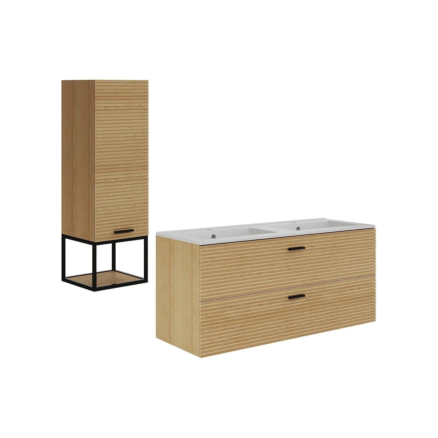 Vente-unique Badmöbel-Set Sarone Naturfarben Hell 120 cm