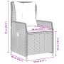 Skizze eines beigen Gartenstuhls aus Polyrattan mit Kissen, Teil der vidaXL 7-tlg. Garten-Essgruppe.
